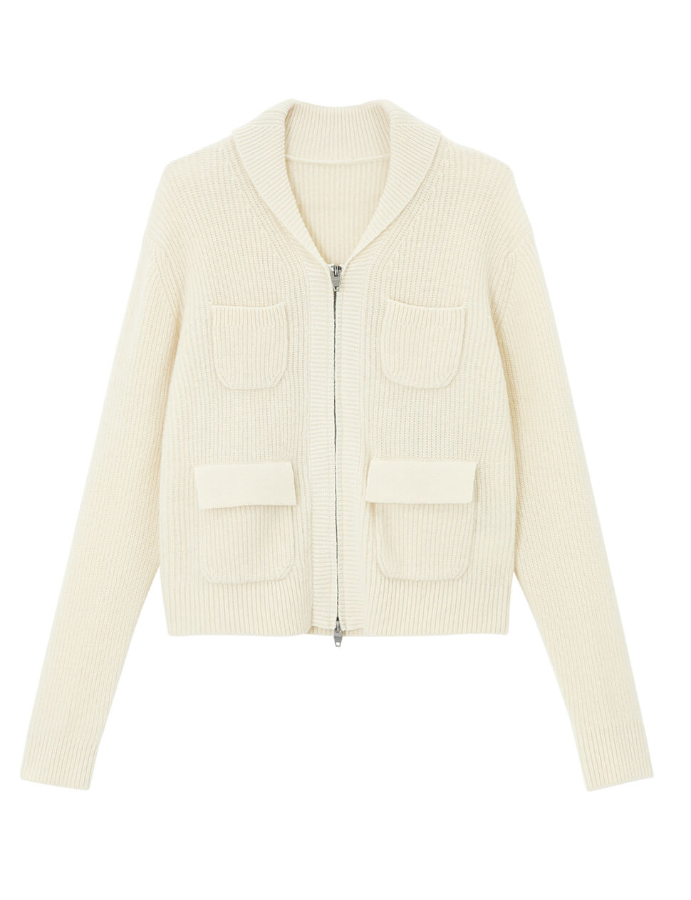 Ivory Pocket Zip Cardigan