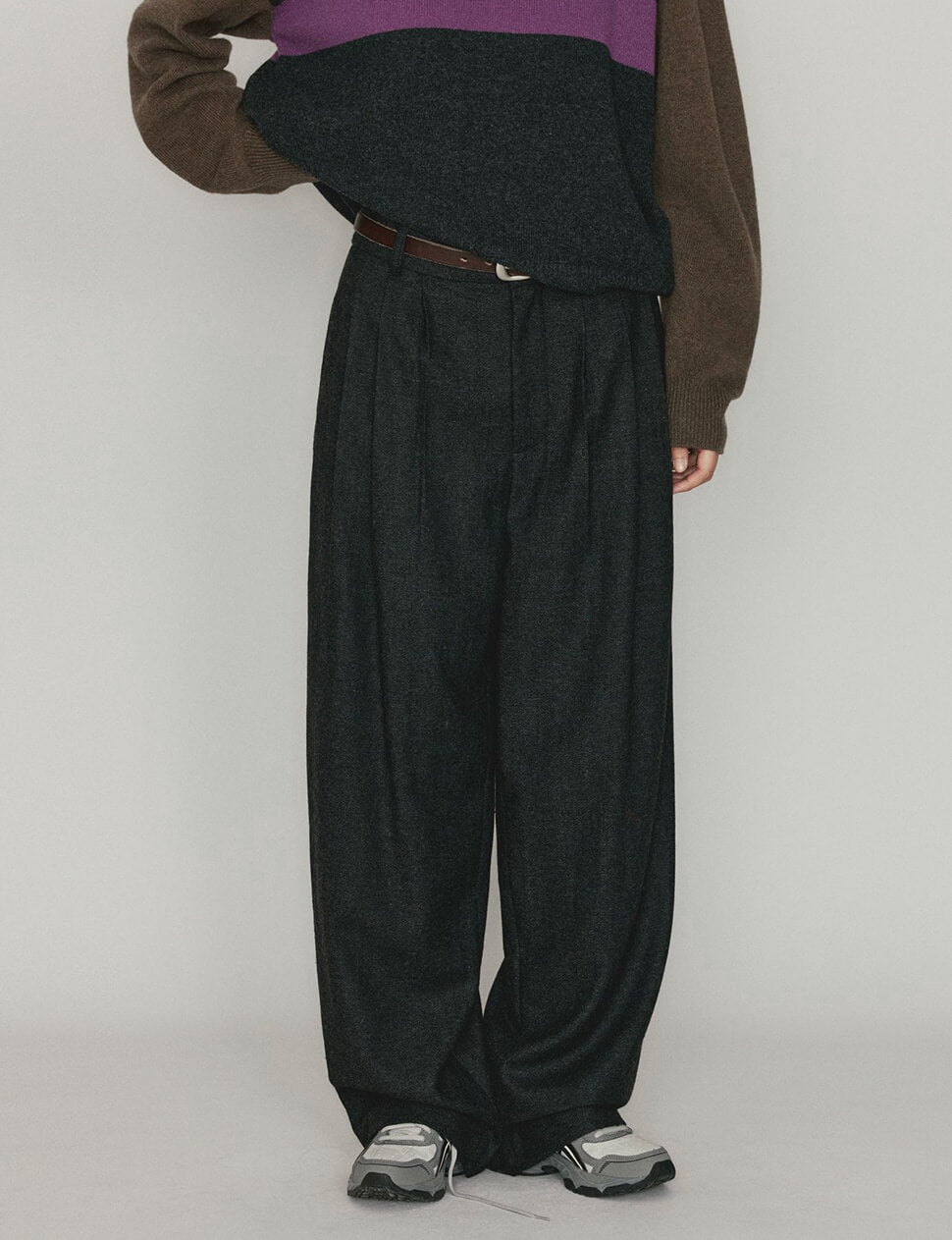 Dark Grey Wool-Blend Pants