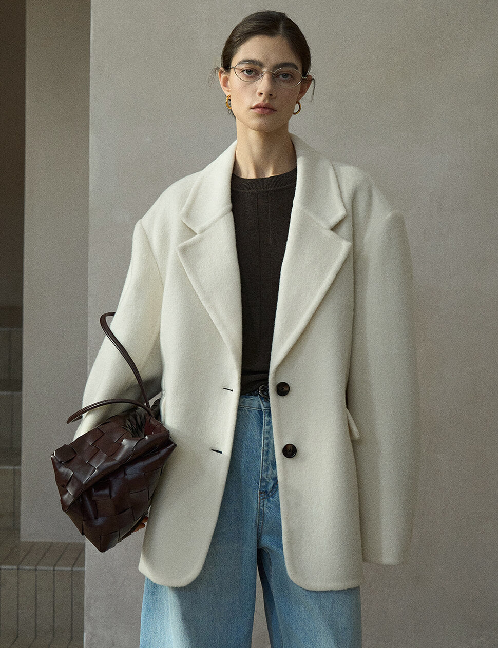 Ivory Oversized Wool Blazer