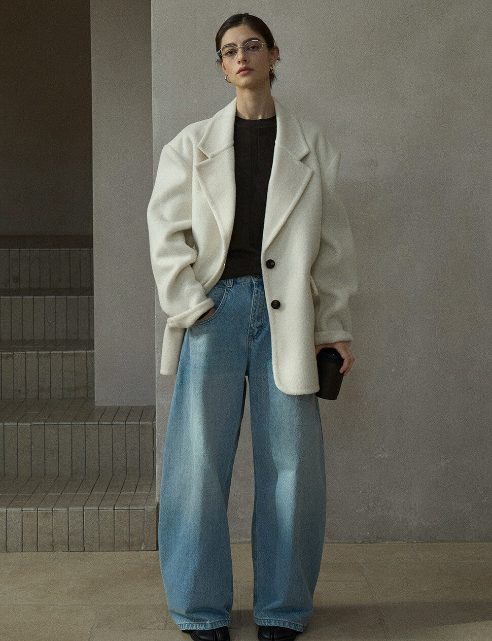 Ivory Oversized Wool Blazer