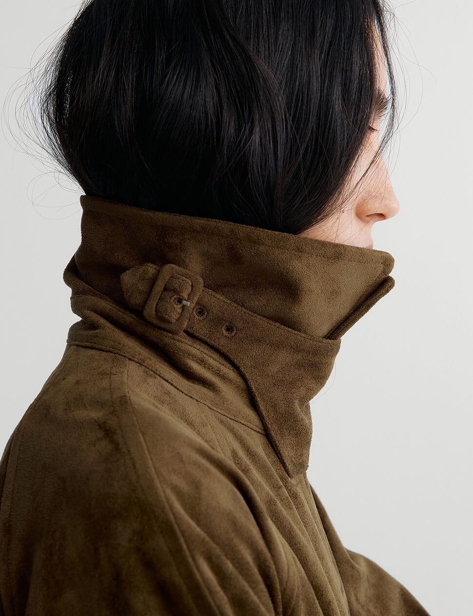 Khaki Brown Suede Trench Coat