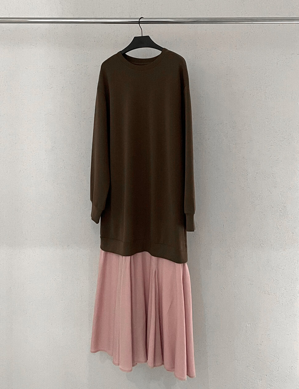 Brown Contrast Sweatshirt Dress