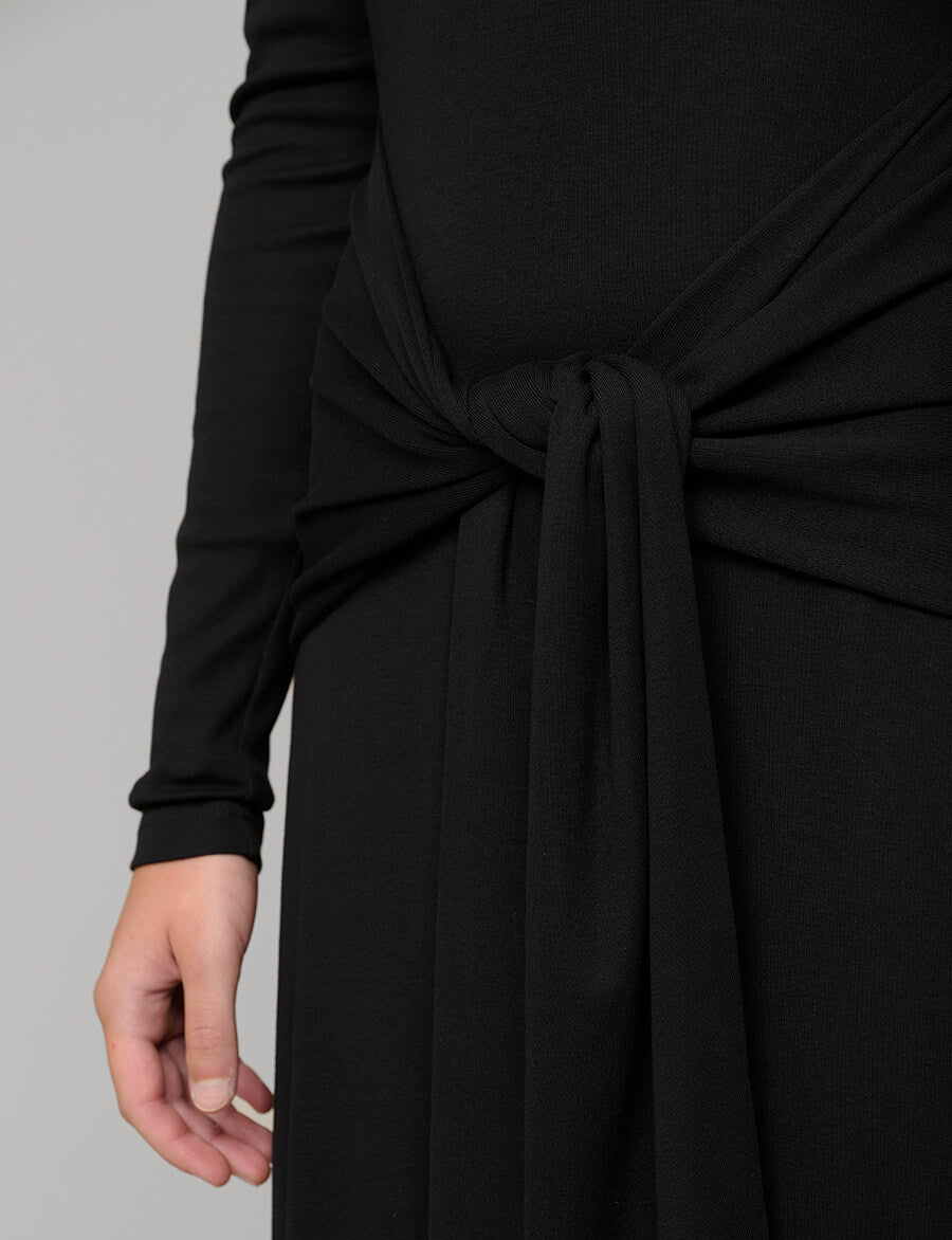 Sleeve-Tie Long Sleeve Dress