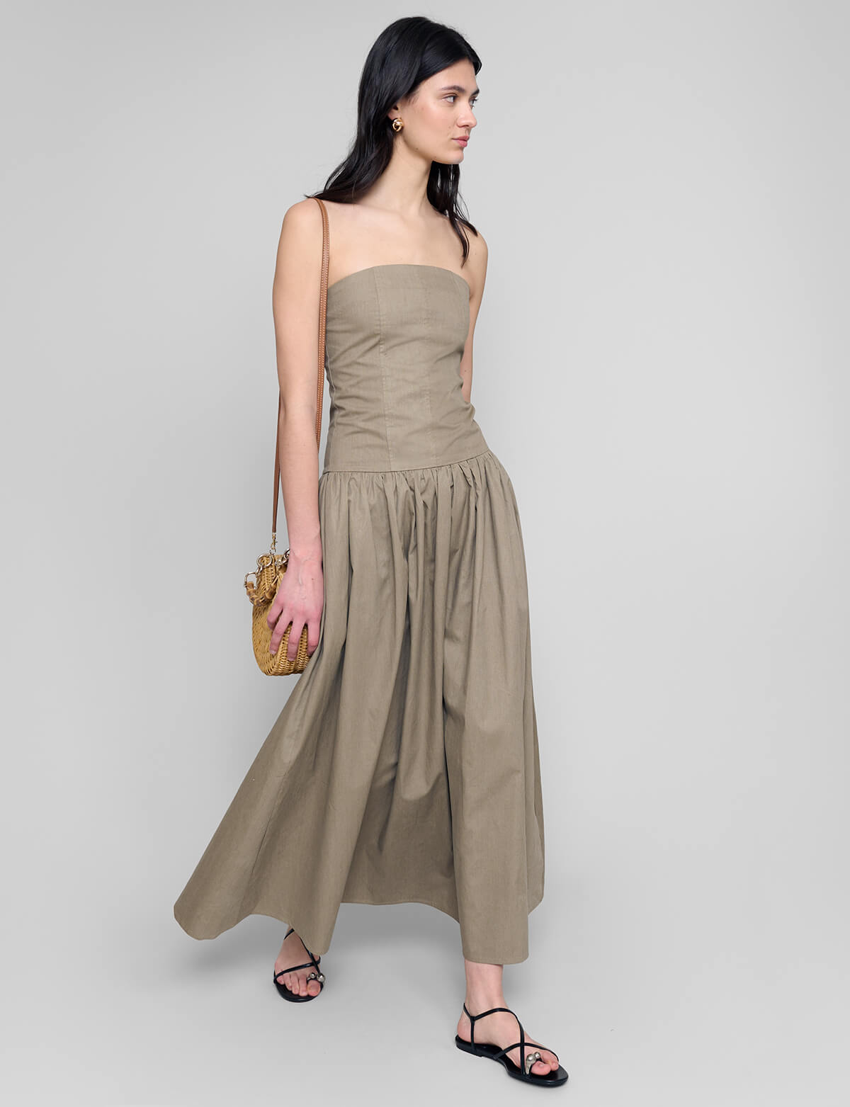Khaki Strapless Dress-BESTSELLER