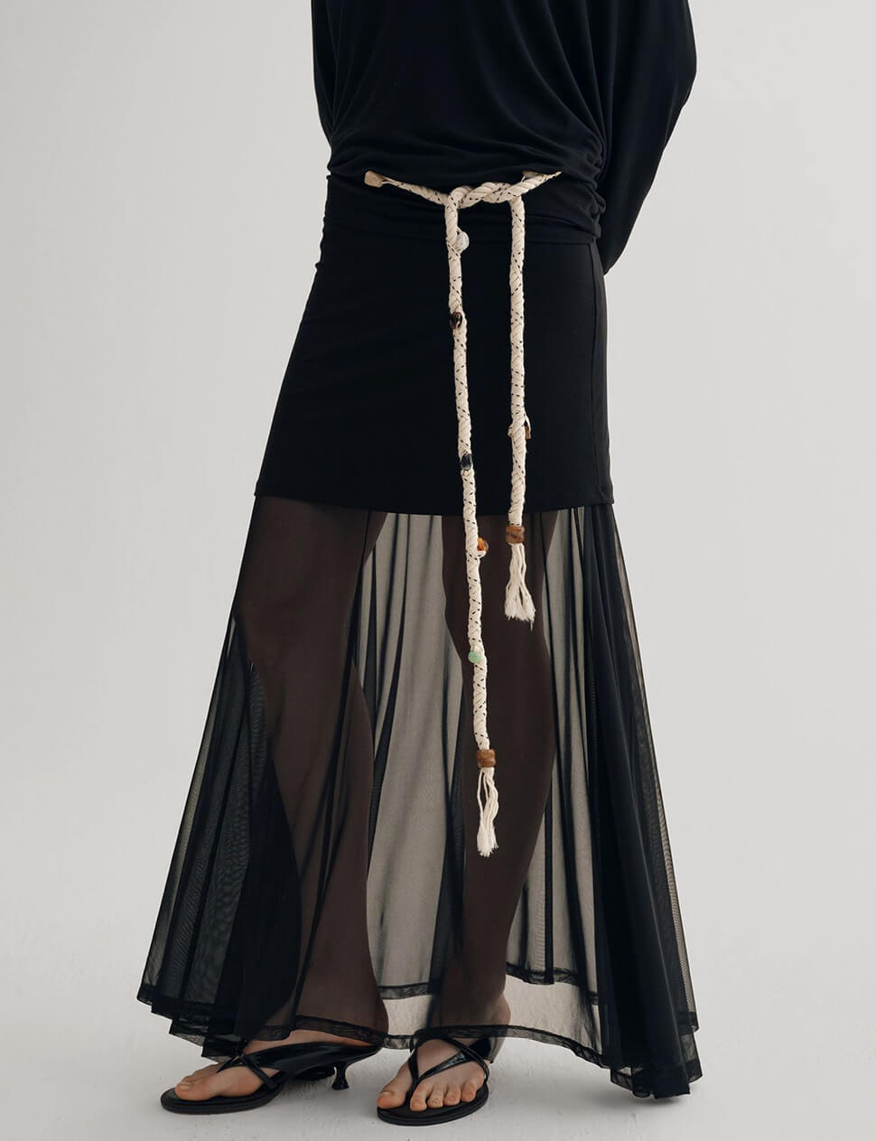 Black Semi Sheer Tube Skirt