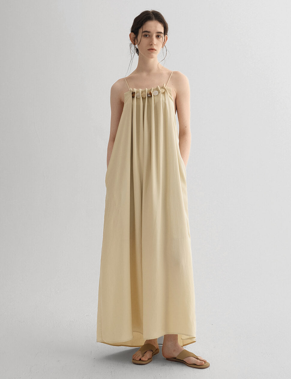 Pale Bead Neckline Dress