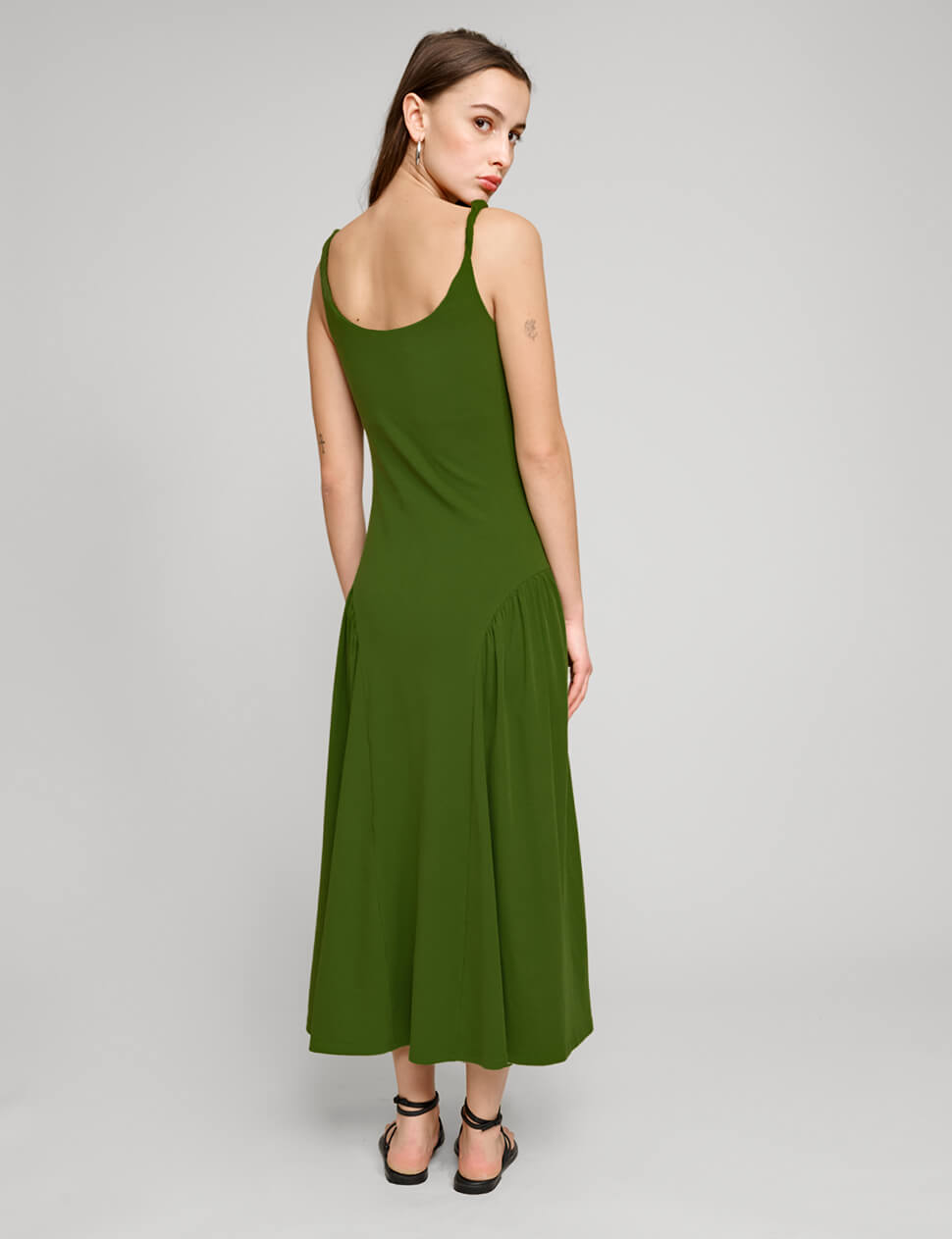 Olive Bead Strap Dress
