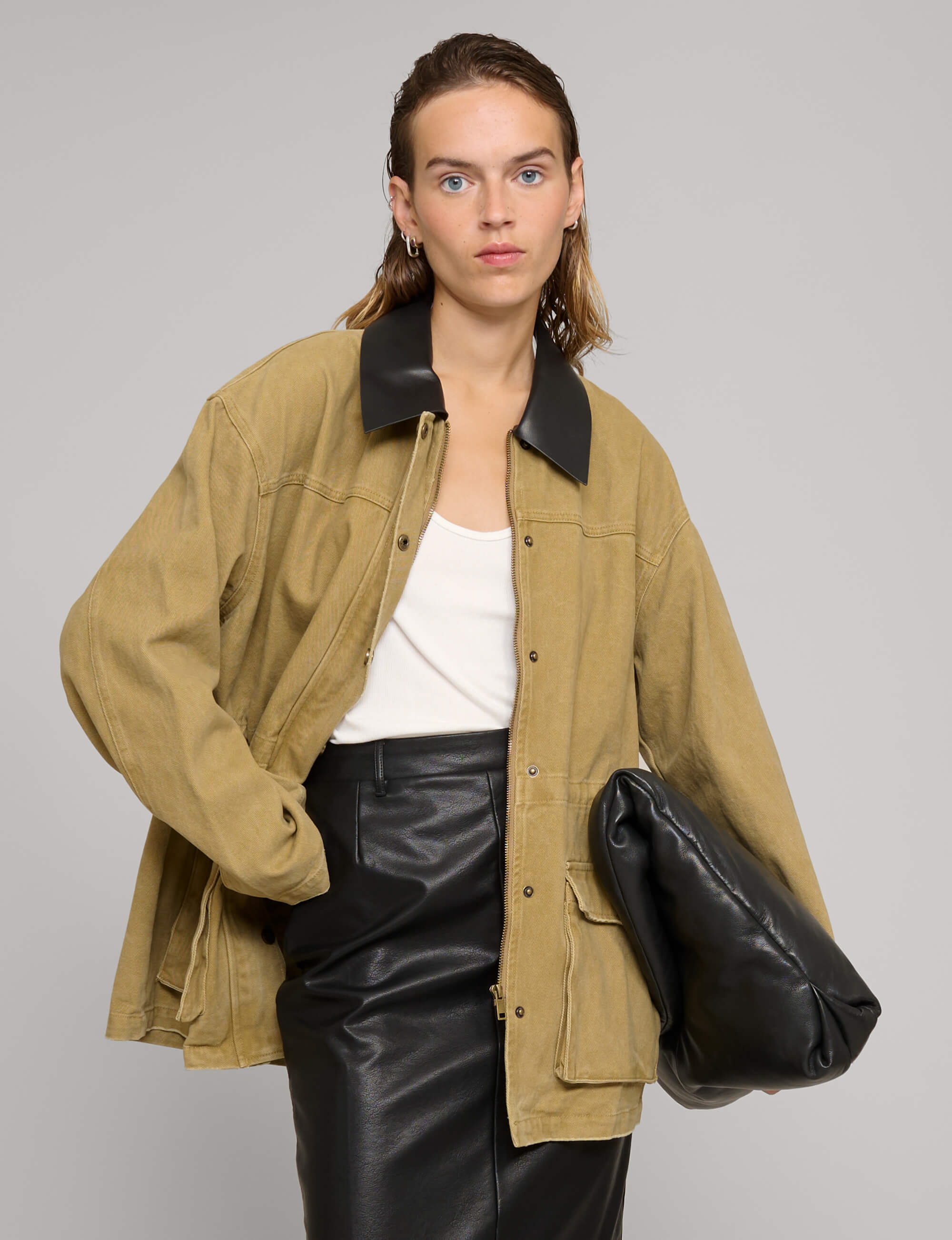 Leather Collar Barn Jacket