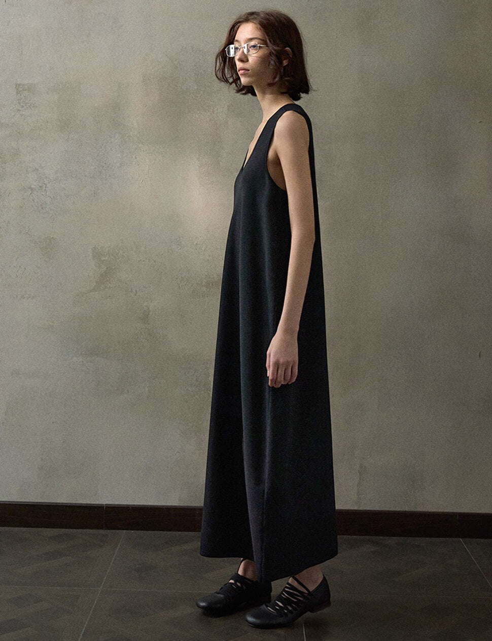 Black Knit Cocoon Midi Dress