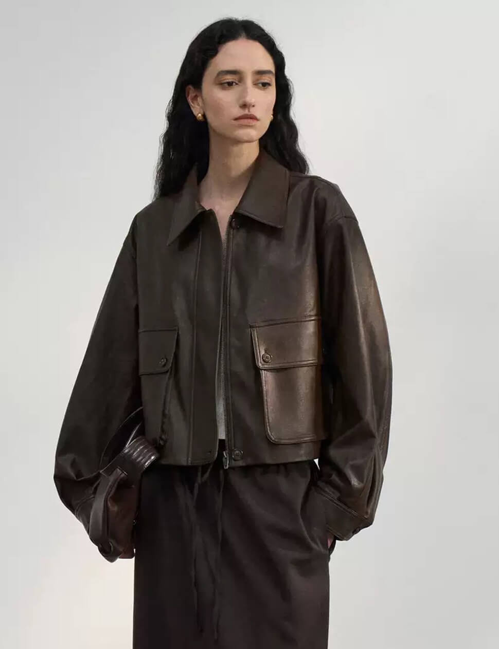 Brown Patch Pocket Leather Jacket-BESTSELLER