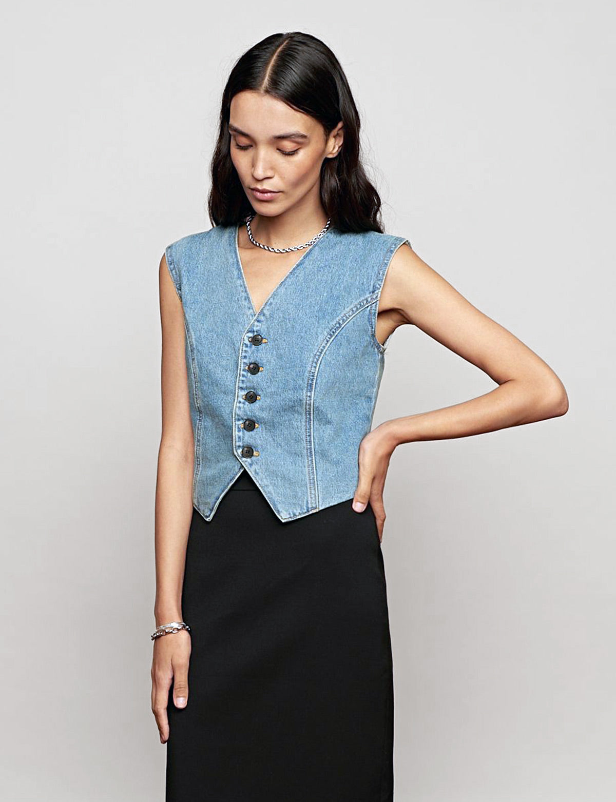 Denim Fitted Vest
