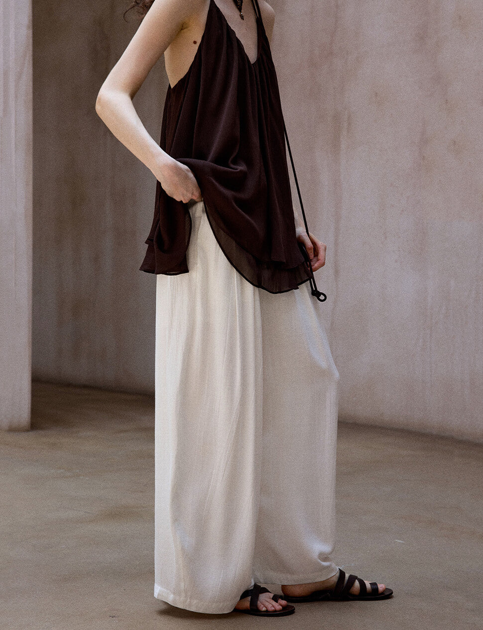 White Draped Trousers