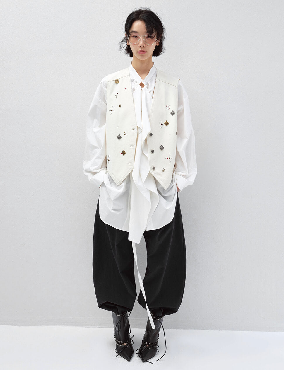 Dark Navy High Waist Barrel Leg Pants