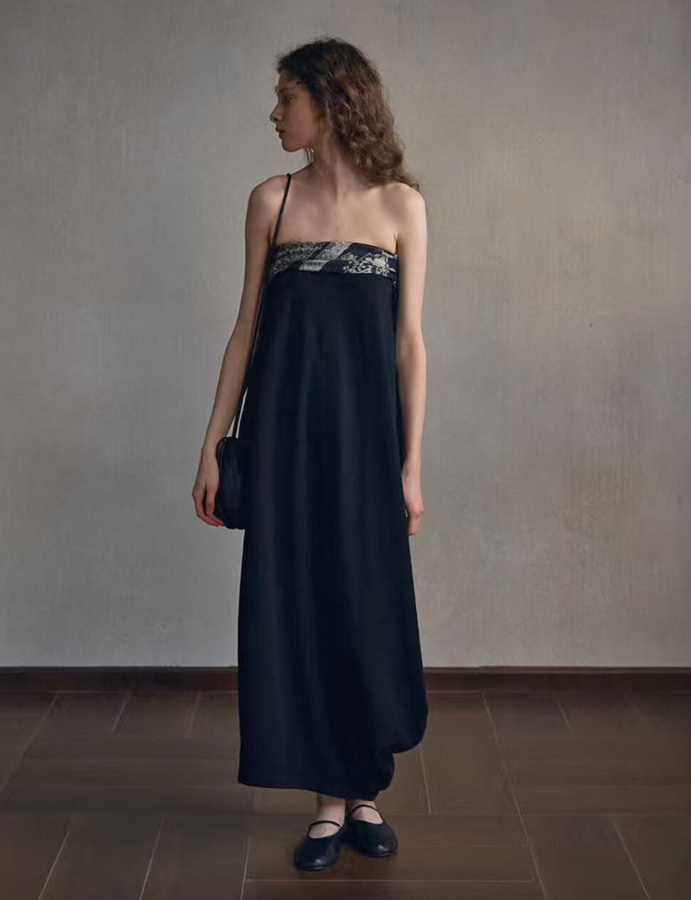 Black Strapless Cocoon Scarf-Tie Dress