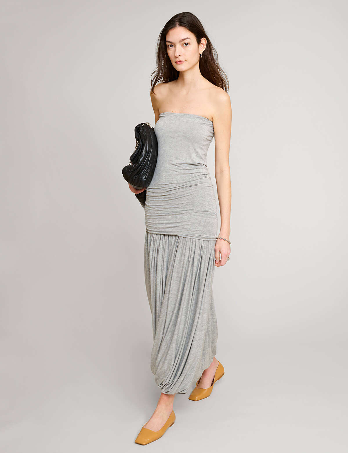 Bubble Hem Strapless Maxi Dress