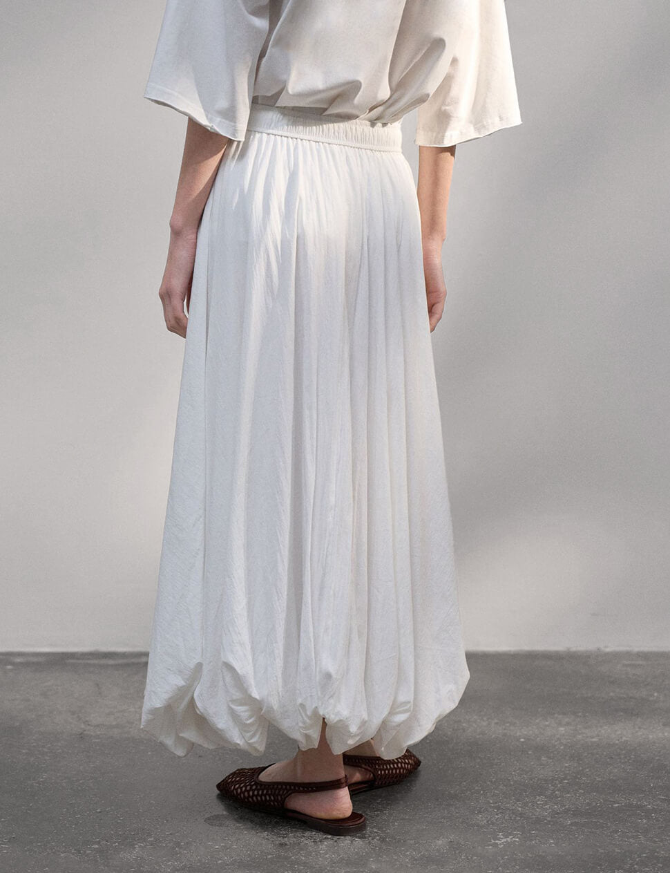 White Bubble Hem Skirt