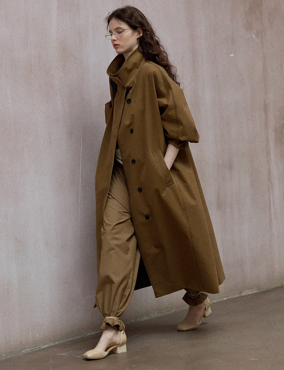 Toffee-Stand Collar Trench Jacket-BESTSELLER