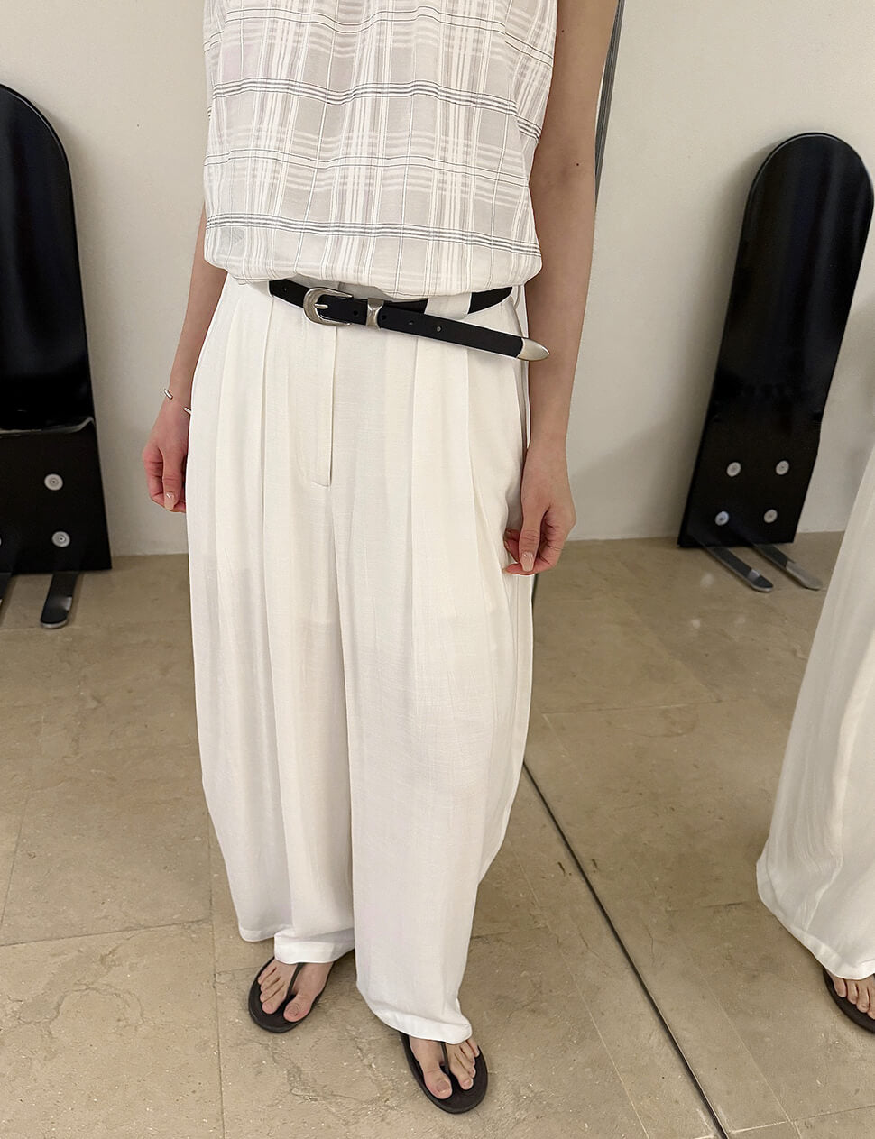 White Draped Trousers
